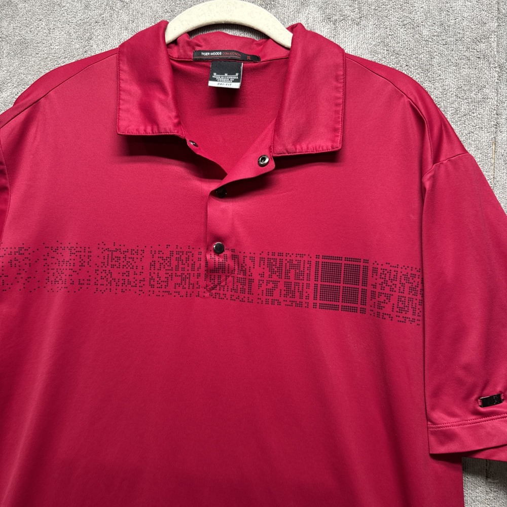 nike tiger woods collection Shirt Mens M Red‎ Dri Fit Polo Golf Performance